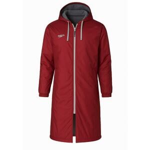 Speedo Red Swim Parka Jacket Large L Hooded Fleece Lined Waterproof Warm Coat